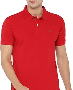 allen solly men’s polo t shirt | comfortable rich cotton blend, band collar, regular fit | stylish & premium all day wear