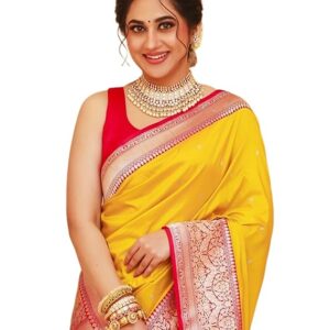 SIRIL Women's Kanjivaram Silk Saree Soft Banarasi Sari With Blouse Piece